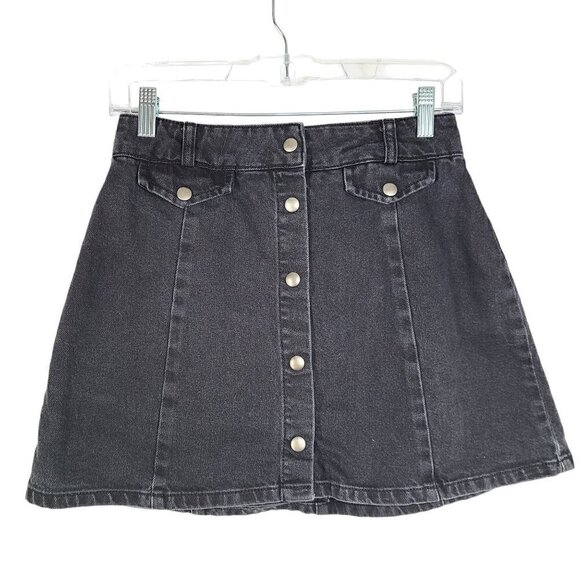 BDG × Urban Outfitters Button Up A-Line Black Denim Skirt Y2K - Picture 1 of 6